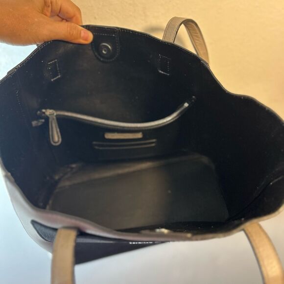 Gemma Large Tri-Color Pebbled Leather Tote black white grey laptop purse bag - Picture 9 of 16